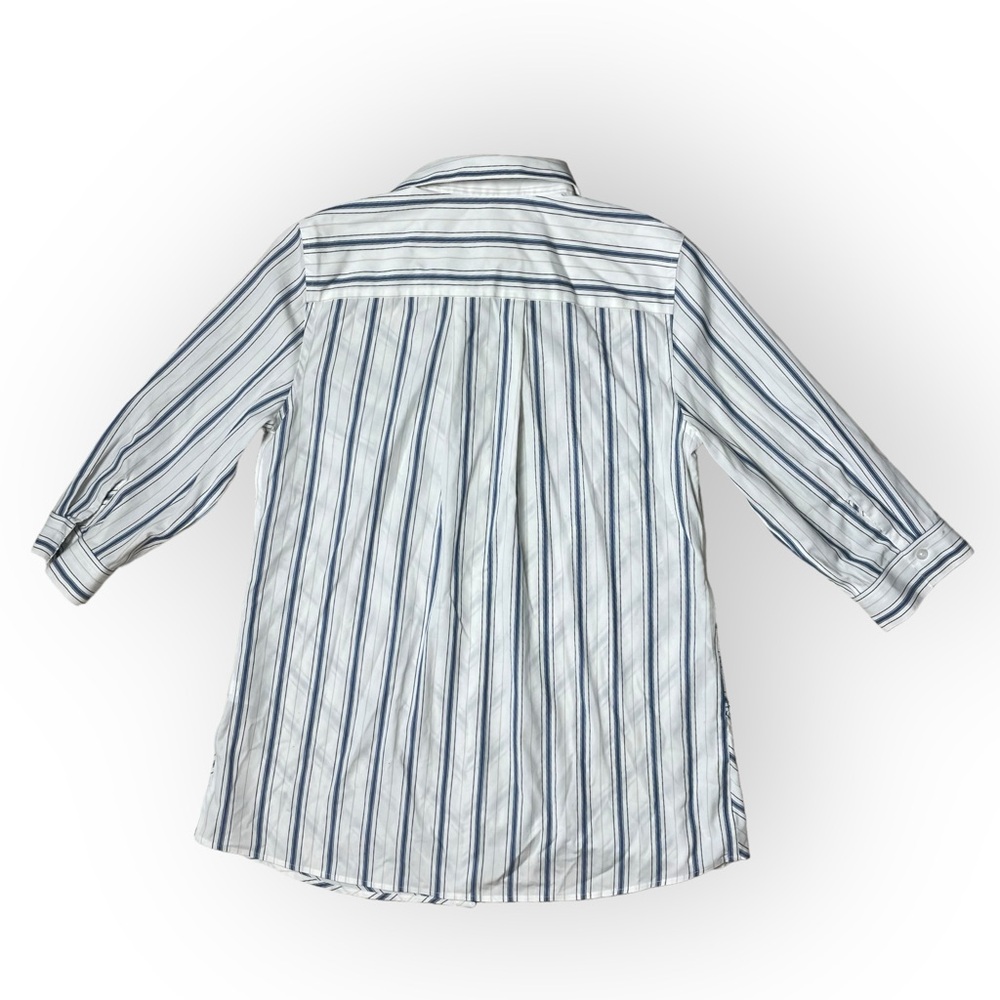 Chico's Blouse No-Iron Stain Shield Blue Stripped Cotton Button Up Top size 1 - Picture 3 of 10